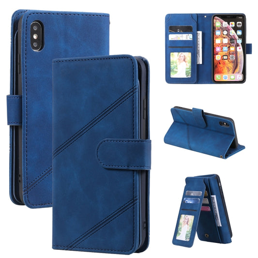 For iPhone XS Max Skin Feel Business Horizontal Flip PU Leather Case with Holder & Multi-Card Slots & Wallet & Lanyard & Photo Frame(Blue) by buy2fix