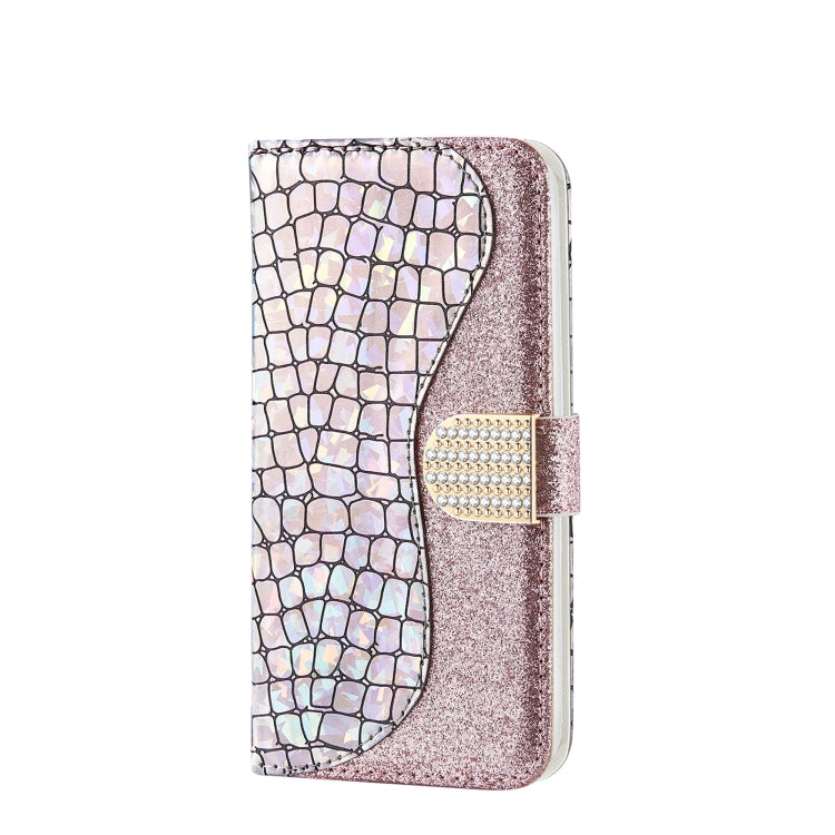 For Samsung Galaxy A03s EU Version Laser Glitter Powder Matching Crocodile Texture Horizontal Flip Leather Case with Card Slots & Holder & Wallet(Silver) by buy2fix