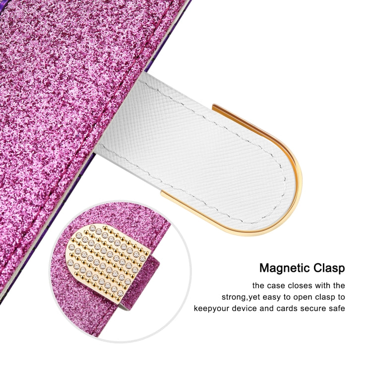 For Samsung Galaxy A03s EU Version Laser Glitter Powder Matching Crocodile Texture Horizontal Flip Leather Case with Card Slots & Holder & Wallet(Purple) by buy2fix