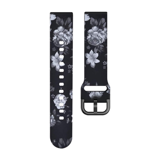For Samsung Galaxy Watch 42mm Silicone Printing Watch Band(Black Grey Flower) by buy2fix