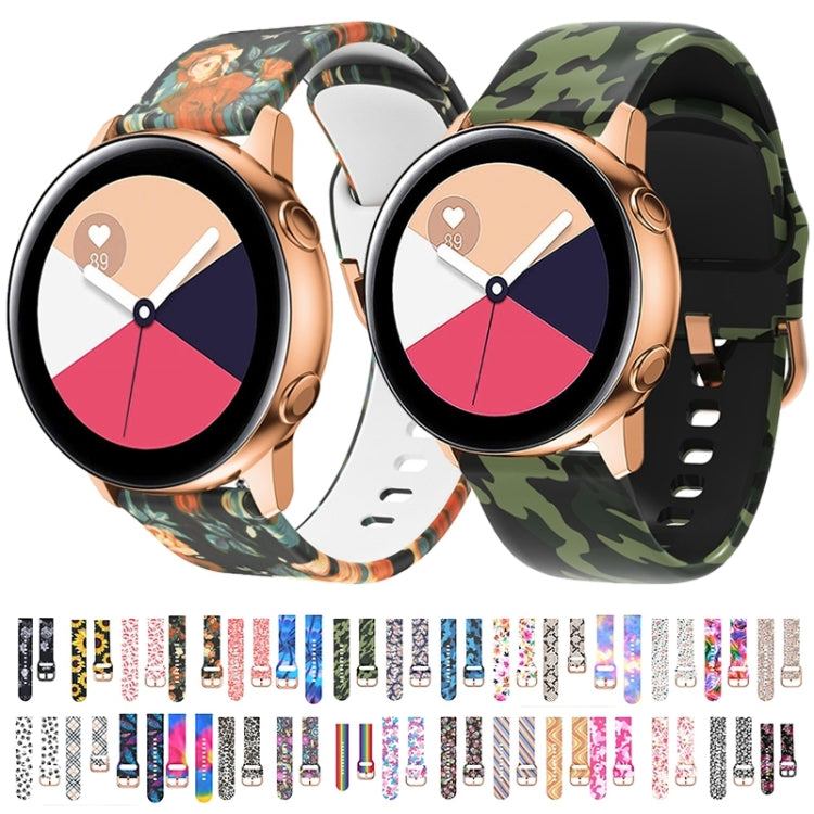 For Samsung Galaxy Watch 46mm Silicone Printing Watch Band(Black Pink Flower) - Watch Bands by buy2fix | Online Shopping UK | buy2fix