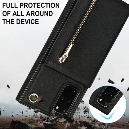 For Samsung Galaxy S20+ Cross-body Zipper Square TPU+PU Back Cover Case with Holder & Card Slots & Wallet & Strap(Black) by buy2fix