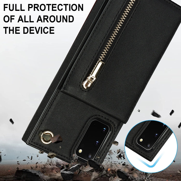 For Samsung Galaxy S20 FE 5G Cross-body Zipper Square TPU+PU Back Cover Case with Holder & Card Slots & Wallet & Strap(Black) by buy2fix