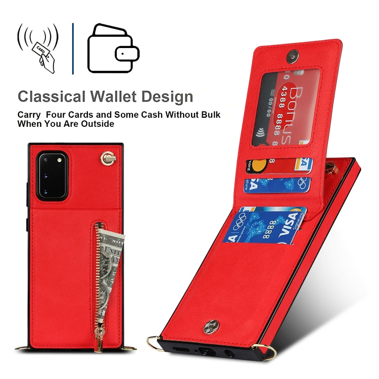 For Samsung Galaxy S20 FE 5G Cross-body Zipper Square TPU+PU Back Cover Case with Holder & Card Slots & Wallet & Strap(Red) by buy2fix