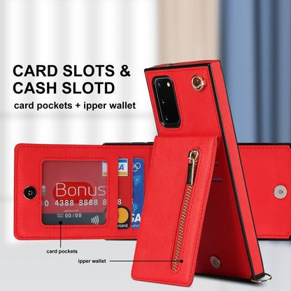 For Samsung Galaxy S20 FE 5G Cross-body Zipper Square TPU+PU Back Cover Case with Holder & Card Slots & Wallet & Strap(Red) by buy2fix