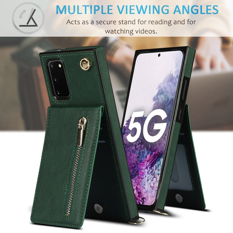For Samsung Galaxy S20 FE 5G Cross-body Zipper Square TPU+PU Back Cover Case with Holder & Card Slots & Wallet & Strap(Green) by buy2fix