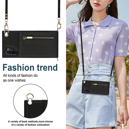 For Samsung Galaxy Note10+ Cross-body Zipper Square TPU+PU Back Cover Case with Holder & Card Slots & Wallet & Strap(Black) by buy2fix
