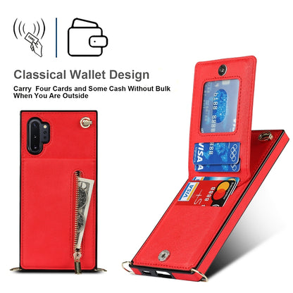 For Samsung Galaxy Note10+ Cross-body Zipper Square TPU+PU Back Cover Case with Holder & Card Slots & Wallet & Strap(Red) by buy2fix