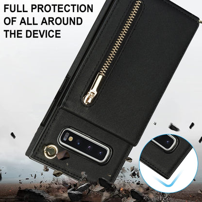 For Samsung Galaxy S10 Cross-body Zipper Square TPU+PU Back Cover Case with Holder & Card Slots & Wallet & Strap(Black) by buy2fix