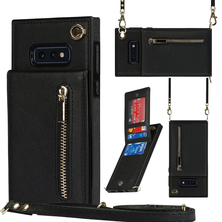 For Samsung Galaxy S10e Cross-body Zipper Square TPU+PU Back Cover Case with Holder & Card Slots & Wallet & Strap(Black) by buy2fix
