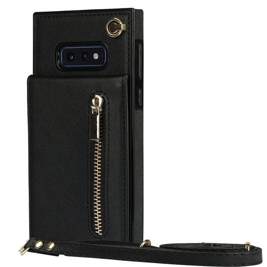 For Samsung Galaxy S10e Cross-body Zipper Square TPU+PU Back Cover Case with Holder & Card Slots & Wallet & Strap(Black) by buy2fix
