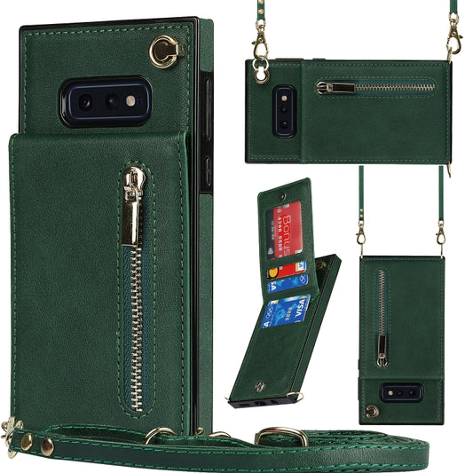For Samsung Galaxy S10e Cross-body Zipper Square TPU+PU Back Cover Case with Holder & Card Slots & Wallet & Strap(Green) by buy2fix