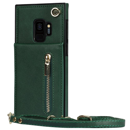 For Samsung Galaxy S9 Cross-body Zipper Square TPU+PU Back Cover Case with Holder & Card Slots & Wallet & Strap(Green) by buy2fix