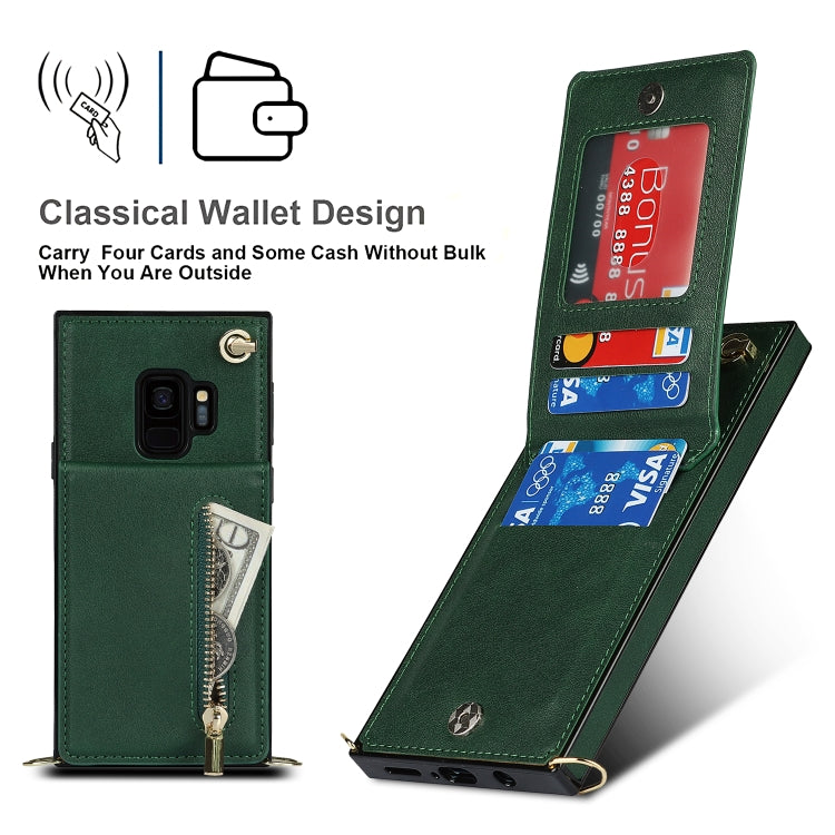 For Samsung Galaxy S9 Cross-body Zipper Square TPU+PU Back Cover Case with Holder & Card Slots & Wallet & Strap(Green) by buy2fix
