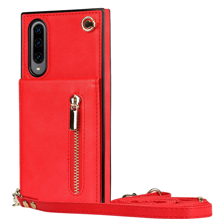 For Samsung Galaxy A90 5G Cross-body Zipper Square TPU+PU Back Cover Case with Holder & Card Slots & Wallet & Strap(Red) - Galaxy Phone Cases by buy2fix | Online Shopping UK | buy2fix