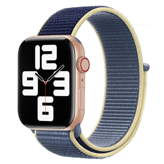 For Apple Watch Series 7 41mm / 6 & SE & 5 & 4 40mm / 3 & 2 & 1 38mm Color Matching Nylon Watch Band(Blue + Yellow) by buy2fix
