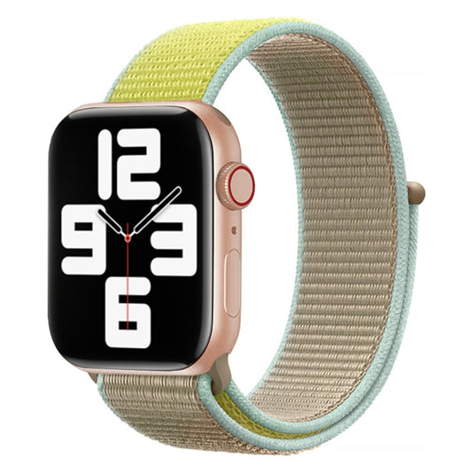 For Apple Watch Series 9&8&7 41mm / SE 3&SE 2&6&SE&5&4 40mm / 3&2&1 38mm Color Matching Nylon Watch Band(Green + Baby Blue) by buy2fix
