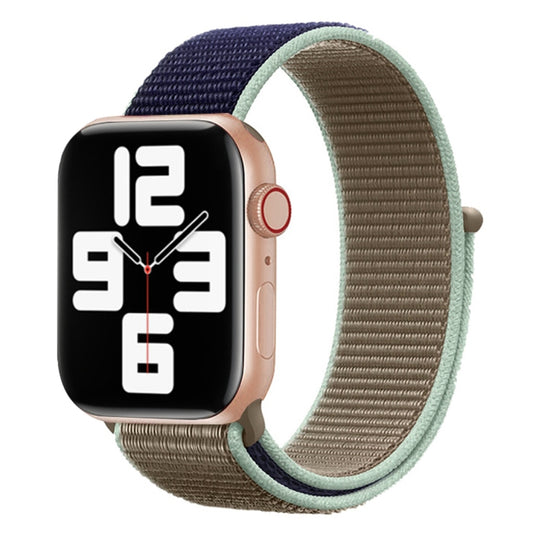 For Apple Watch Ultra 49mm&Watch Ultra 2 49mm / Series 9&8&7 45mm / SE 3&SE 2&6&SE&5&4 44mm / 3&2&1 42mm Color Matching Nylon Watch Band(Blue + Green) by buy2fix
