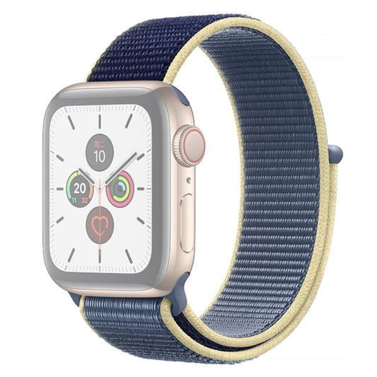 For Apple Watch Series 7 45mm / 6 & SE & 5 & 4 44mm / 3 & 2 & 1 42mm Color Matching Nylon Watch Band(Blue + Yellow) by buy2fix