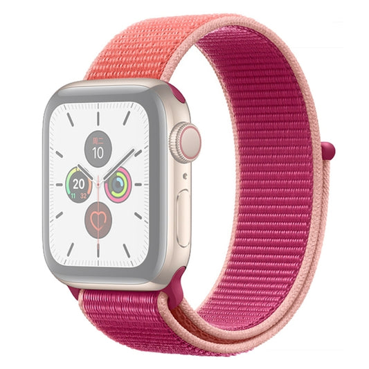 For Apple Watch Series 7 45mm / 6 & SE & 5 & 4 44mm / 3 & 2 & 1 42mm Color Matching Nylon Watch Band(Orange + Rose Red) by buy2fix