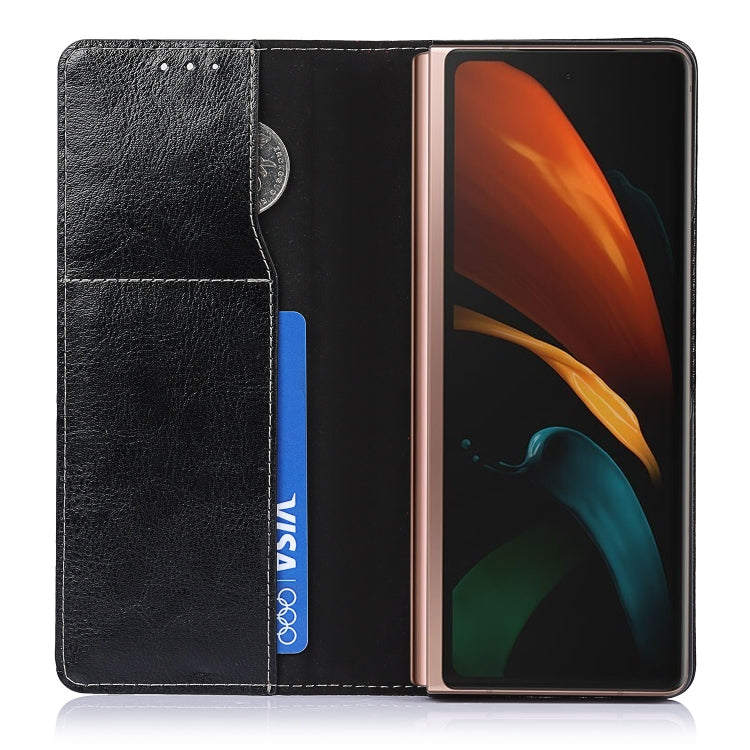 For Samsung Galaxy Z Fold2 5G 2 In 1 Crazy Horse Texture Split Horizontal Flip Leather Case with Holder & Card Slot(Black) by buy2fix