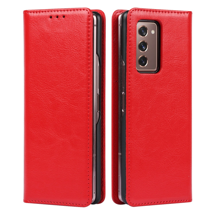 For Samsung Galaxy Z Fold2 5G 2 In 1 Crazy Horse Texture Split Horizontal Flip Leather Case with Holder & Card Slot(Red) by buy2fix