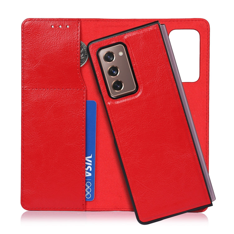 For Samsung Galaxy Z Fold2 5G 2 In 1 Crazy Horse Texture Split Horizontal Flip Leather Case with Holder & Card Slot(Red) by buy2fix