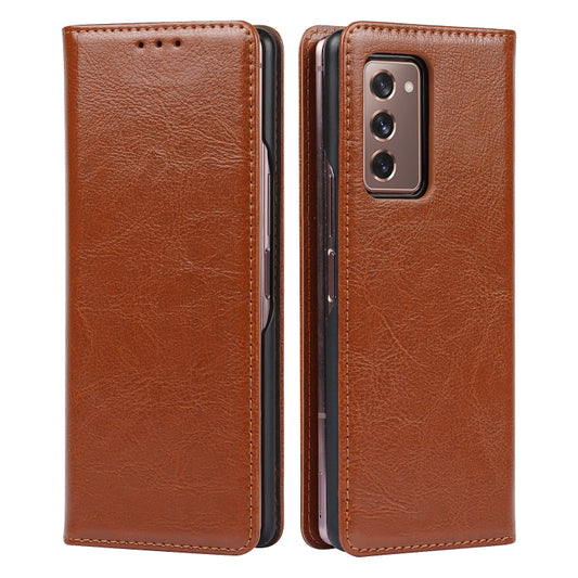 For Samsung Galaxy Z Fold2 5G 2 In 1 Crazy Horse Texture Split Horizontal Flip Leather Case with Holder & Card Slot(Brown) by buy2fix