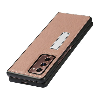 For Samsung Galaxy Z Fold2 5G Lychee Texture Leather Protective Case with Holder(Rose Gold) by buy2fix