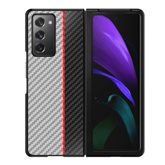 For Samsung Galaxy Z Fold2 5G Carbon Fiber Texture Color Matching Protective Case(White Red Black)