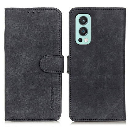 For OnePlus Nord 2 5G KHAZNEH Retro Texture PU + TPU Horizontal Flip Leather Case with Holder & Card Slots & Wallet(Black) - OnePlus Cases by buy2fix | Online Shopping UK | buy2fix