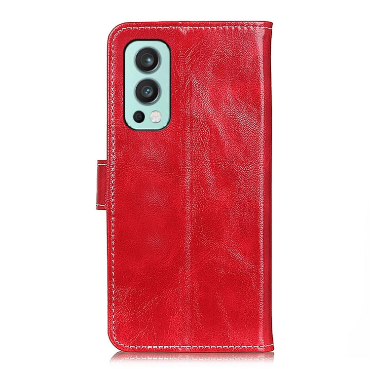 For OnePlus Nord 2 5G Retro Crazy Horse Texture Horizontal Flip Leather Case with Holder & Card Slots & Photo Frame & Wallet(Red) - OnePlus Cases by buy2fix | Online Shopping UK | buy2fix