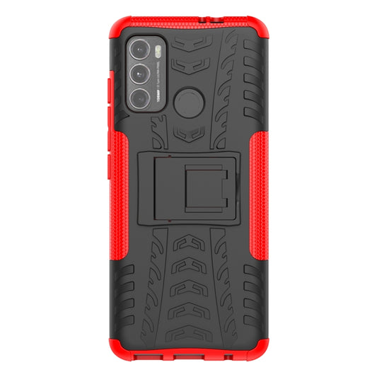 For Motorola Moto G60 Tire Texture Shockproof TPU+PC Protective Case with Holder(Red) - Motorola Cases by buy2fix | Online Shopping UK | buy2fix