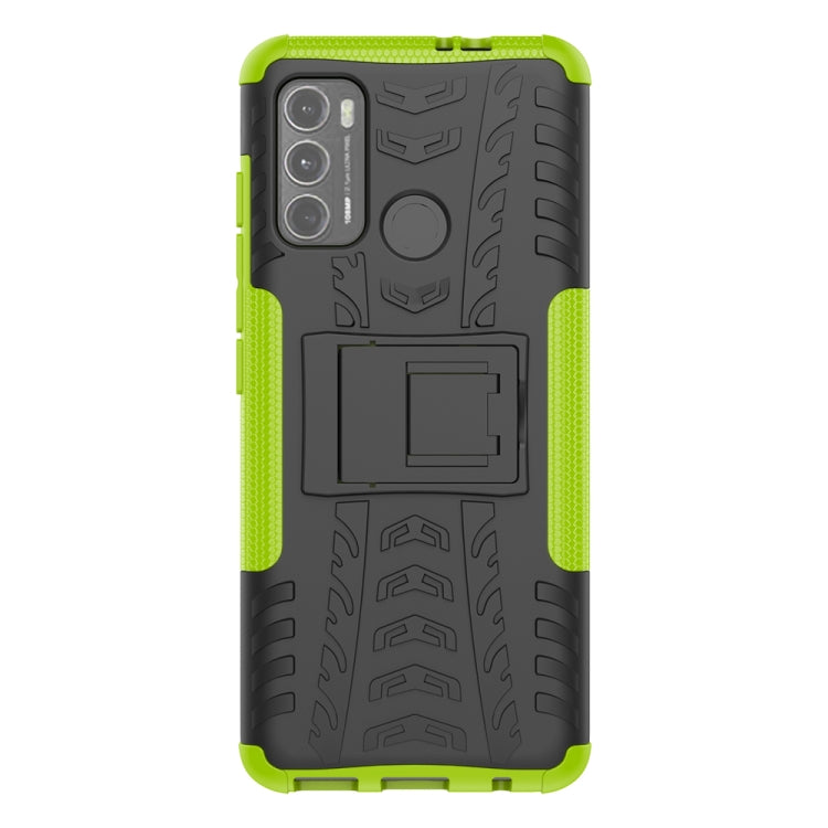 For Motorola Moto G60 Tire Texture Shockproof TPU+PC Protective Case with Holder(Green) - Motorola Cases by buy2fix | Online Shopping UK | buy2fix