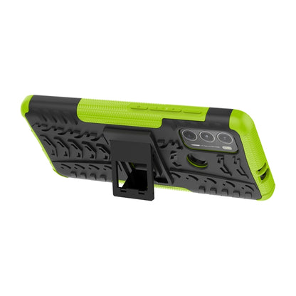 For Motorola Moto G60 Tire Texture Shockproof TPU+PC Protective Case with Holder(Green) - Motorola Cases by buy2fix | Online Shopping UK | buy2fix