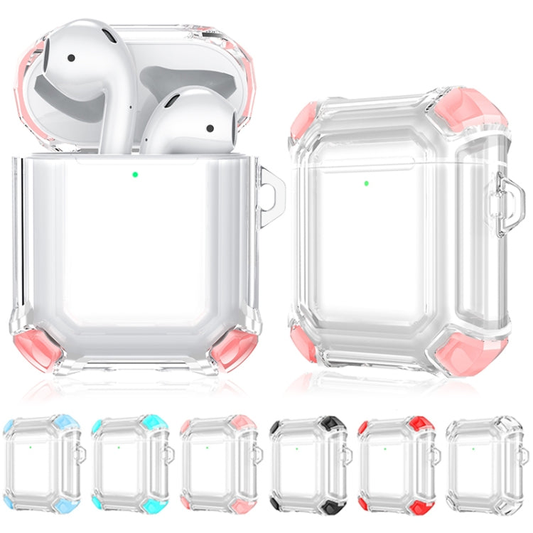 Four Corners Anti-fall Wireless Earphone Dual-color PC Protective Case with Hook For AirPods 1/2(Black) - For AirPods 1/2 by buy2fix | Online Shopping UK | buy2fix