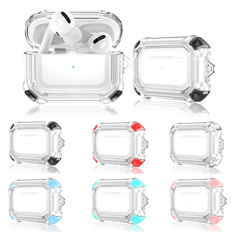 Four Corners Anti-fall Wireless Earphone Dual-color PC Protective Case with Hook For AirPods Pro(Sky Blue) - For AirPods Pro by buy2fix | Online Shopping UK | buy2fix