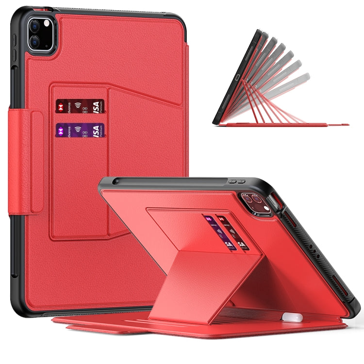For iPad Pro 11 2022 / 2021 Smart B Magnetic Horizontal Flip Leather Tablet Case with 7-speed Bracket & Card Slots & Pen Slot & Sleep / Wake-up Function(Red) - iPad Pro 11 (2022/2021) Cases by buy2fix | Online Shopping UK | buy2fix