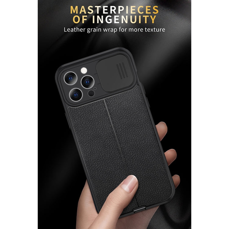 For iPhone 12 Litchi Texture Sliding Camshield TPU Protective Case(Black) - iPhone 12 / 12 Pro Cases by buy2fix | Online Shopping UK | buy2fix