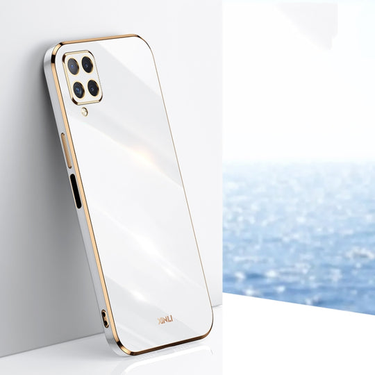 For Samsung Galaxy A22 4G XINLI Straight Edge 6D Electroplate TPU Phone Case(White)