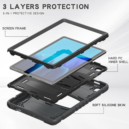 For Samsung Galaxy Tab A7 T500 3-Layer Protection Screen Frame + PC + Silicone Shockproof Combination Case with Holder(Black+Black) - Other Galaxy Tab PC by buy2fix | Online Shopping UK | buy2fix