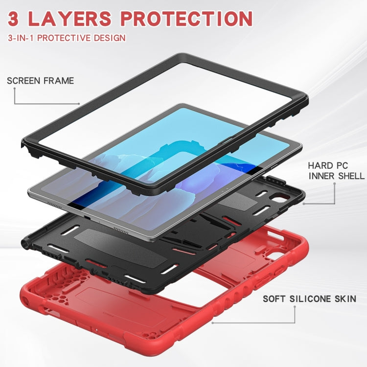 For Samsung Galaxy Tab A7 T500 3-Layer Protection Screen Frame + PC + Silicone Shockproof Combination Case with Holder(Red+Black) - Other Galaxy Tab PC by buy2fix | Online Shopping UK | buy2fix