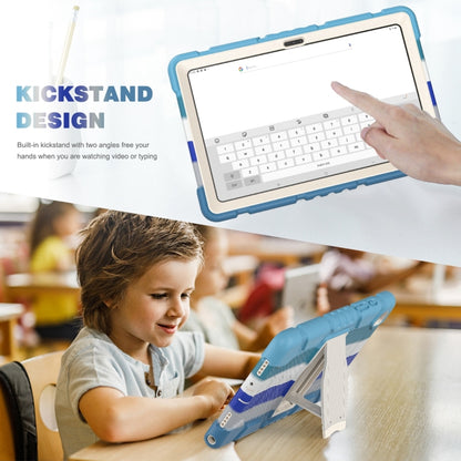 For Samsung Galaxy Tab A7 T500 3-Layer Protection Screen Frame + PC + Silicone Shockproof Combination Case with Holder(Colorful Blue) - Other Galaxy Tab PC by buy2fix | Online Shopping UK | buy2fix