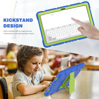 For Samsung Galaxy Tab A7 T500 3-Layer Protection Screen Frame + PC + Silicone Shockproof Combination Case with Holder(Blue+Lime) - Other Galaxy Tab PC by buy2fix | Online Shopping UK | buy2fix