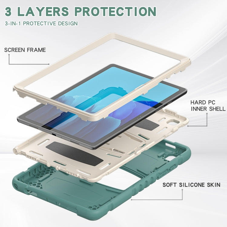 For Samsung Galaxy Tab A7 T500 3-Layer Protection Screen Frame + PC + Silicone Shockproof Combination Case with Holder(Emerald Green) - Other Galaxy Tab PC by buy2fix | Online Shopping UK | buy2fix