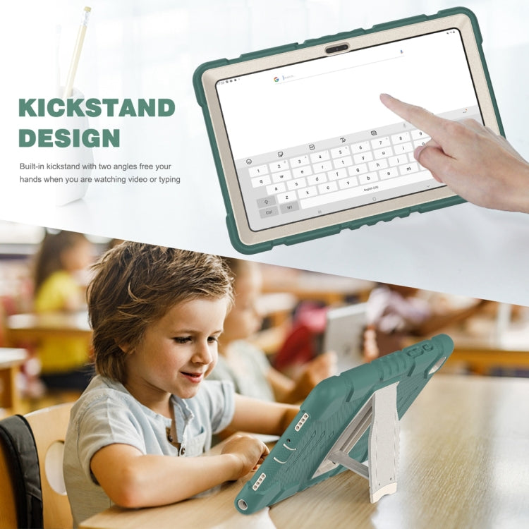 For Samsung Galaxy Tab A7 T500 3-Layer Protection Screen Frame + PC + Silicone Shockproof Combination Case with Holder(Emerald Green) - Other Galaxy Tab PC by buy2fix | Online Shopping UK | buy2fix