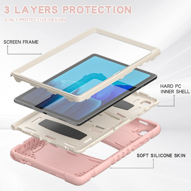 For Samsung Galaxy Tab A7 T500 3-Layer Protection Screen Frame + PC + Silicone Shockproof Combination Case with Holder(Cherry Blossoms Pink) - Other Galaxy Tab PC by buy2fix | Online Shopping UK | buy2fix