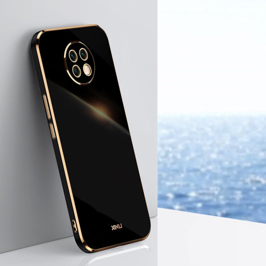 For Xiaomi Redmi Note 9 5G XINLI Straight 6D Plating Gold Edge TPU Shockproof Case(Black) - Xiaomi Cases by XINLI | Online Shopping UK | buy2fix