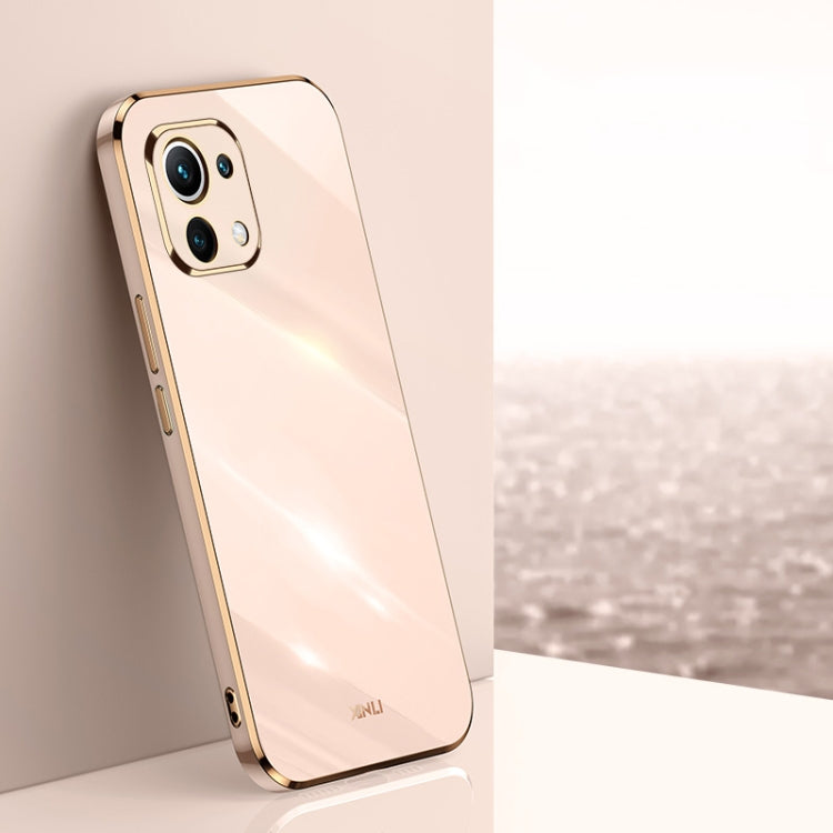 For Xiaomi Mi 11 XINLI Straight 6D Plating Gold Edge TPU Shockproof Case(Pink) - Xiaomi Cases by XINLI | Online Shopping UK | buy2fix