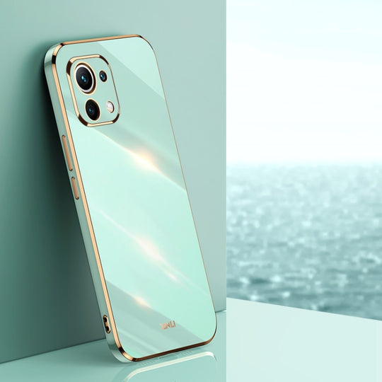 For Xiaomi Mi 11 XINLI Straight Edge 6D Electroplate TPU Phone Case(Mint Green)